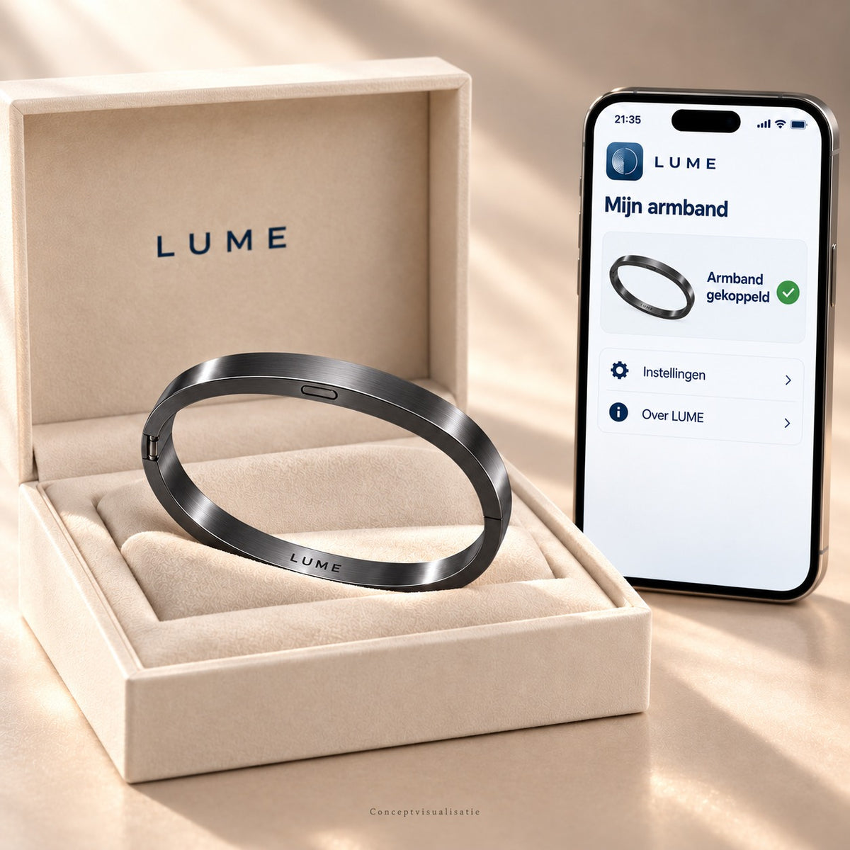 LUME Anthracite | Antracietkleurige veiligheidsarmband (concept) - Lume