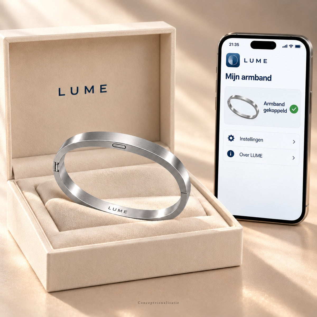 LUME Silver | Zilverkleurige veiligheidsarmband (concept) - Lume 